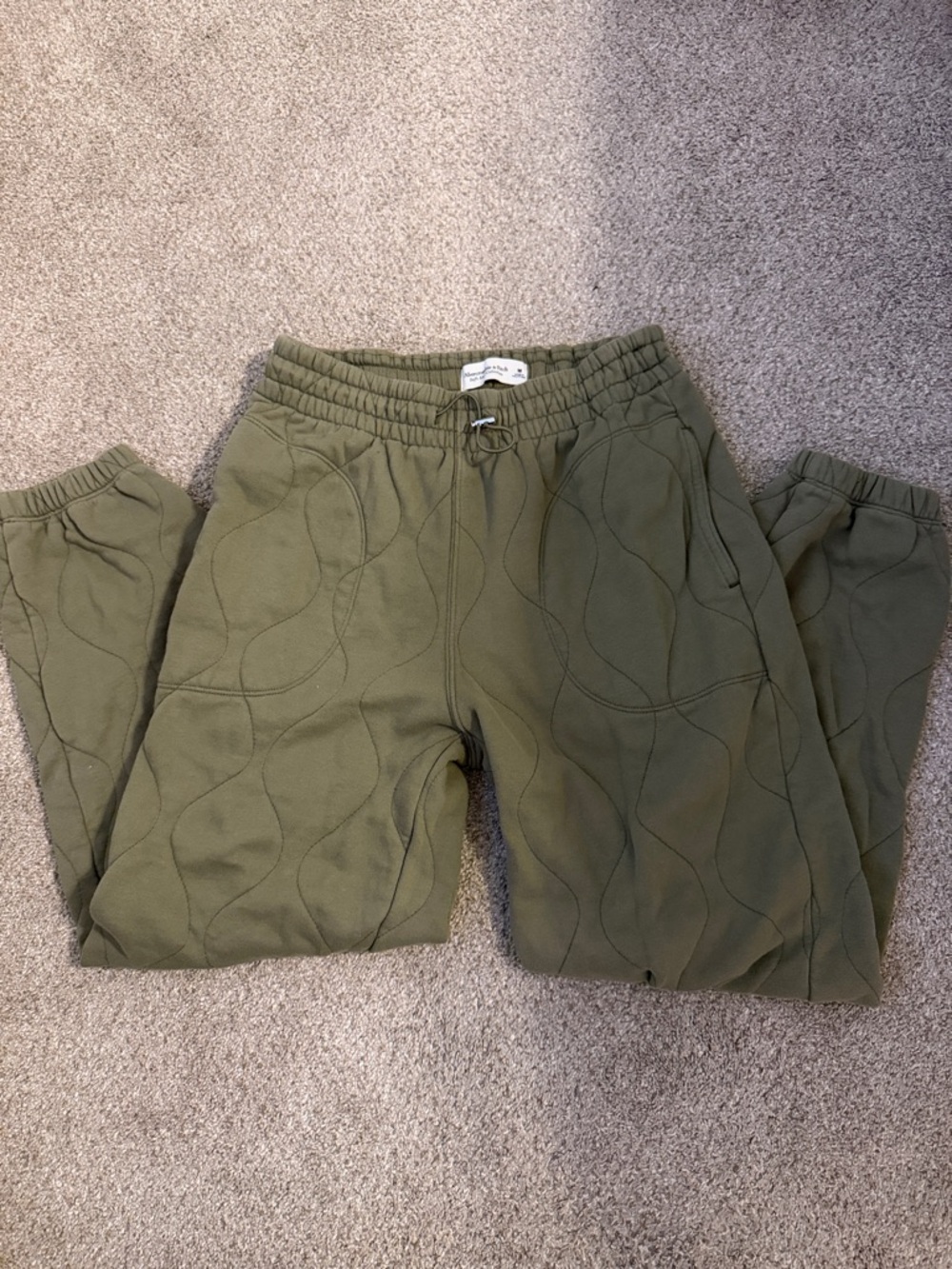 Abercrombie & Fitch Olive Green Quilted Joggers